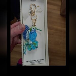 Blue Beaded Hummingbird Made In India Bag Charm by